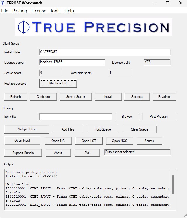 TPPOST Workbench GUI preview showing client setup, posting controls, and output review.